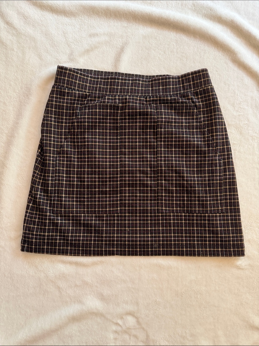 LOFT Brown Plaid Mini Skirt with Tan Windowpane M